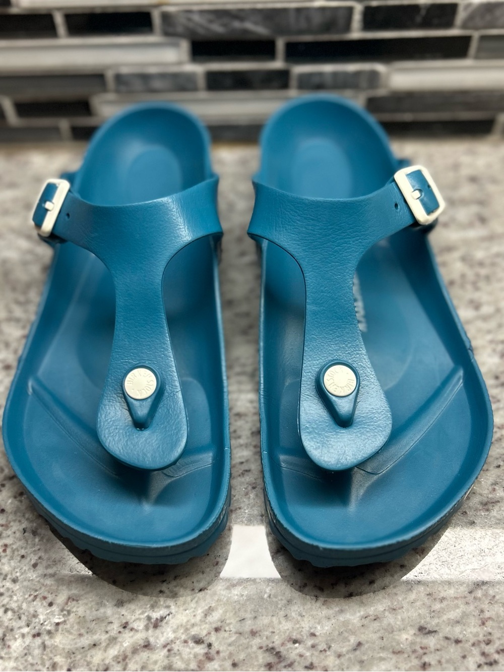 Birkenstock gizeh blue Thong Sandals EVA size 7 - Picture 2 of 7